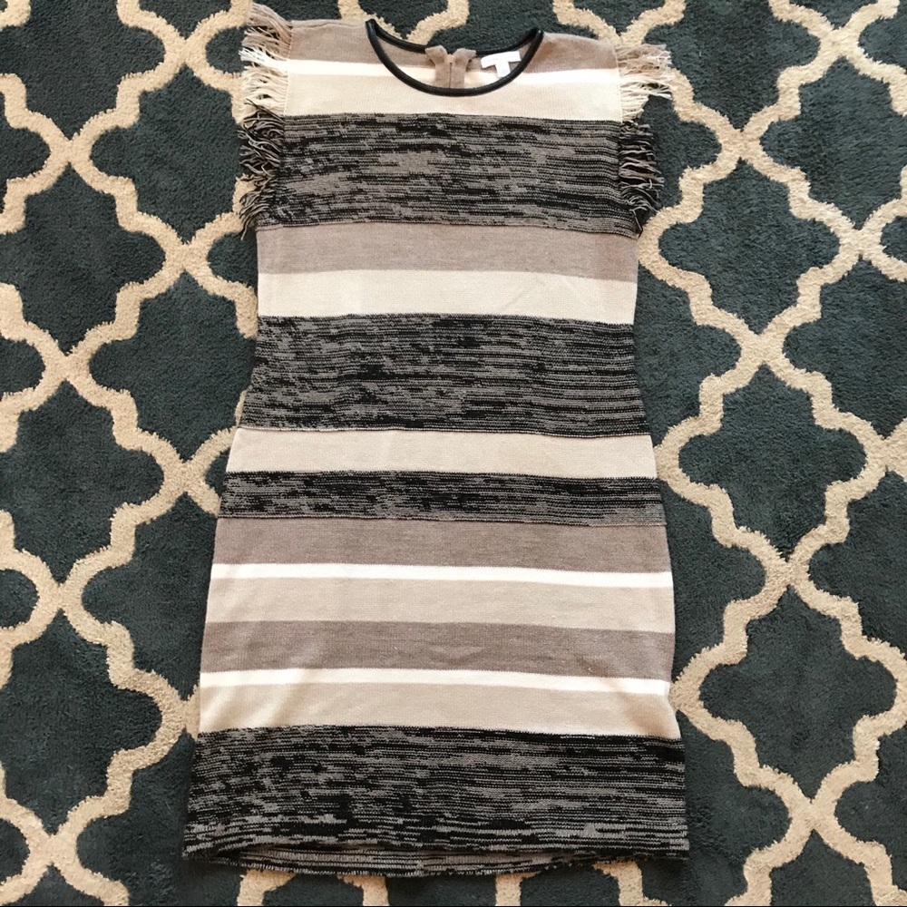 NY&Co brown fringe knit sweater dress large